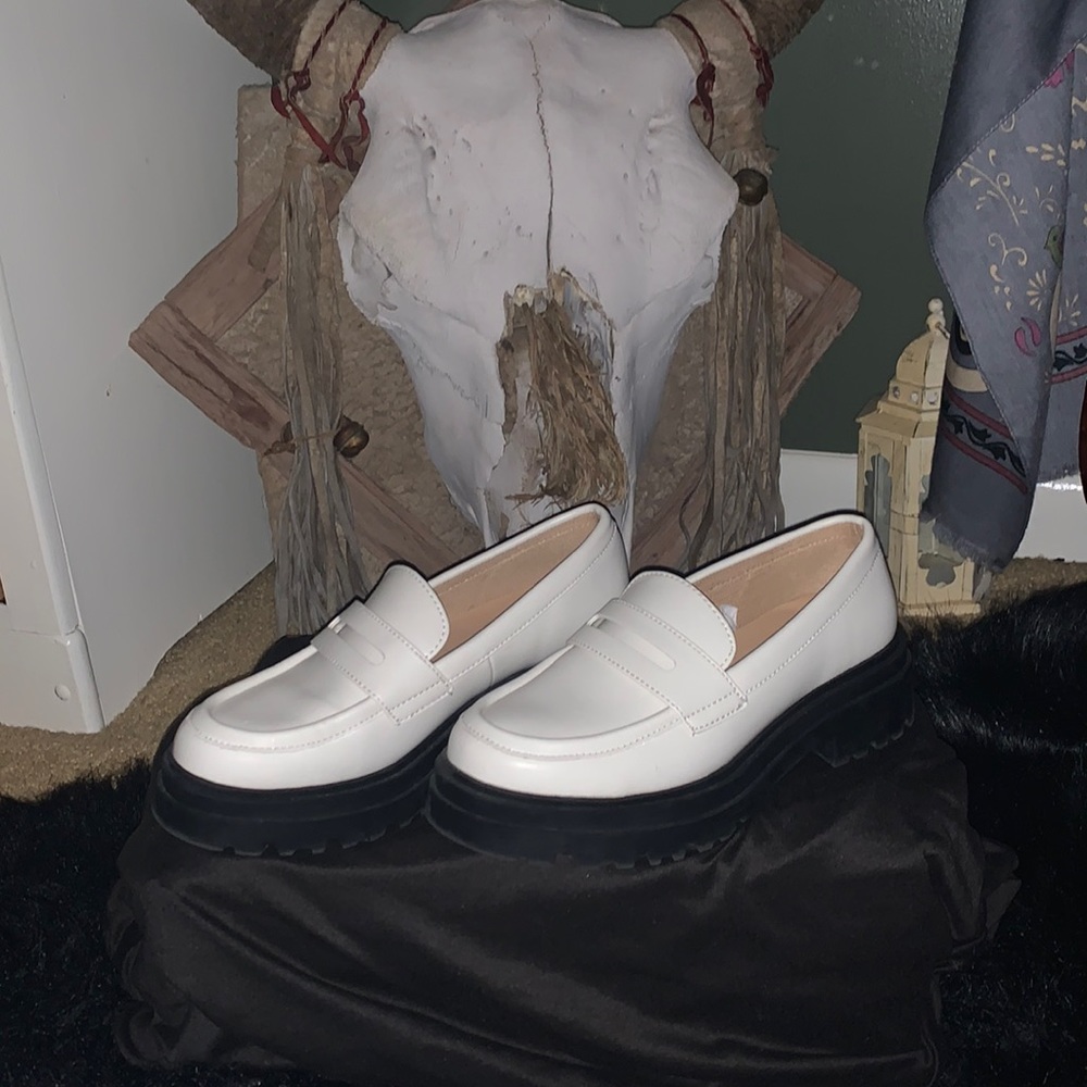 Off white penny loafers